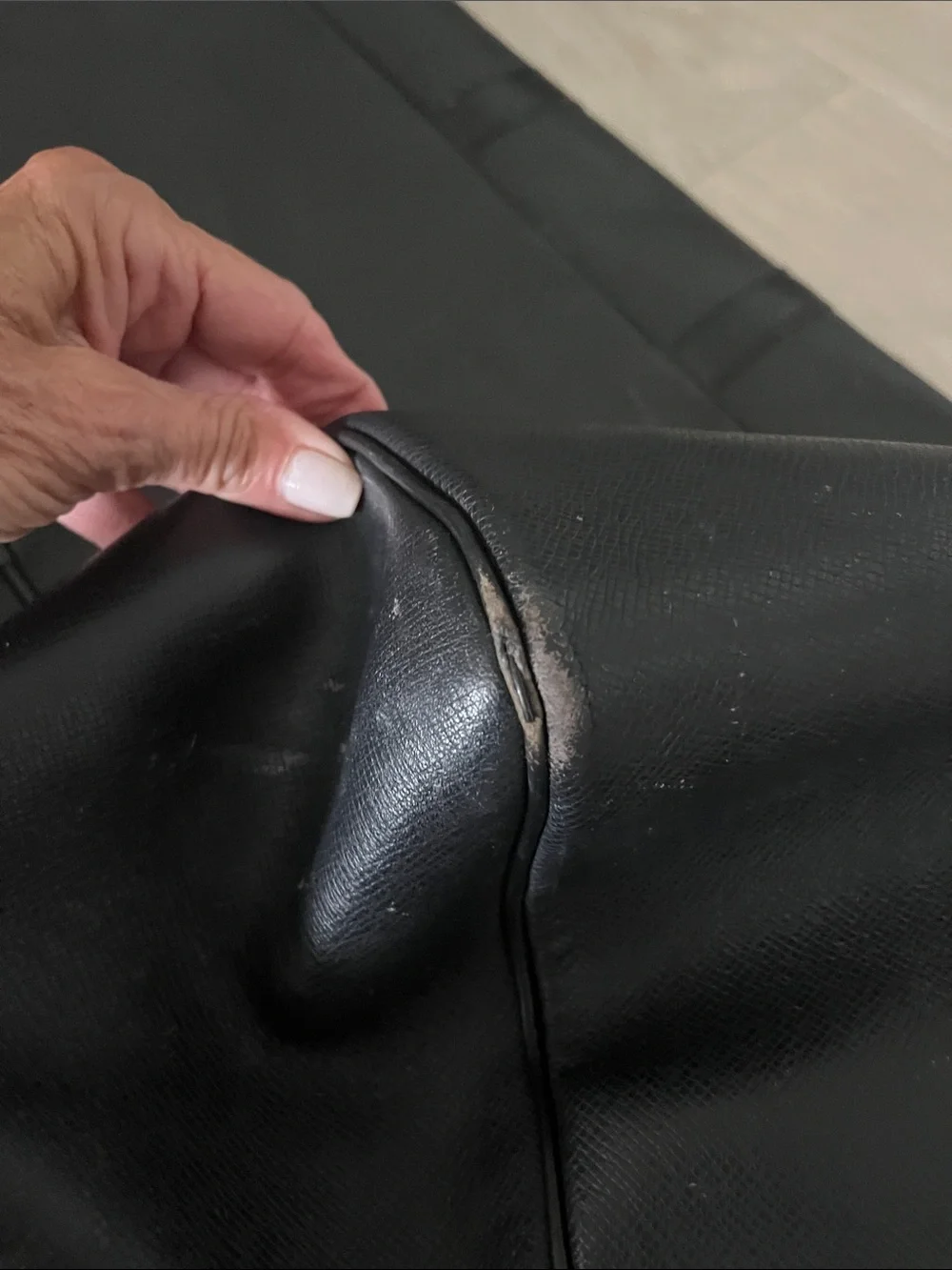 Louis Vuitton Black Leather Travel Duffle Bag